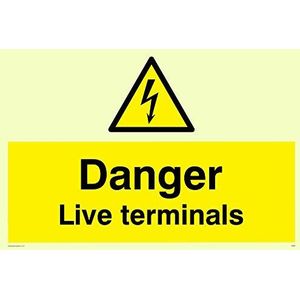 Viking Signs WE92-A4L-PV bord ""Danger Live Terminals"", zelfklevend, 200 mm H x 300 mm L