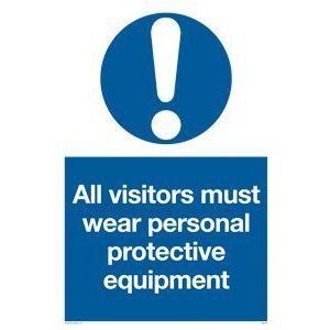 Viking Signs All Visitors Must Wear Personal Protective Equipment MC5398-A5P-V vinyl bord, 200 mm H x 150 mm B