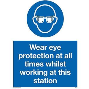 Viking Signs MP5727-A5P-V Vinylpaneel ""Wear Eye Protection At All Times WhWhile Working At Dit Station"", 200 mm H x 150 mm L