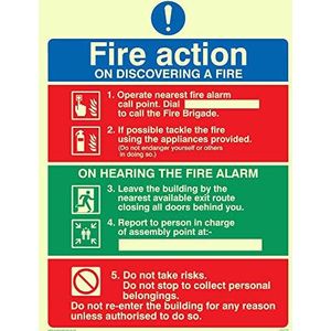 Viking Signs CF5179-A5P-PV""Fire Action Notice On Discovering A Fire"" vinyl, zelfklevend, 150 x 200 mm