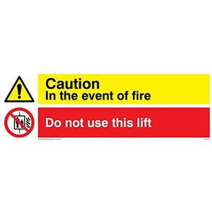 Viking Signs CV140-L15-V vinylbord ""Caution In The Event Of Fire Do Not Use This Lift"", 150 mm x 50 mm