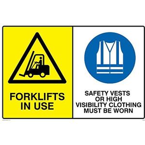 Viking Signs CP5283-A4L-V vinylsticker ""Forklifts in use"", veiligheidsvest, veiligheidsvest, kleding, moet worden gedragen"", 300 mm x 200 mm
