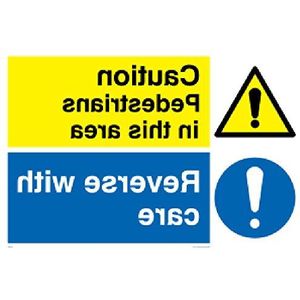 Viking Signs CV5287-A3L-RV zelfklevend vinyl, motief ""Caution Pedestrians In This Area, Reverse With Caree"", 400 mm x 300 mm, L