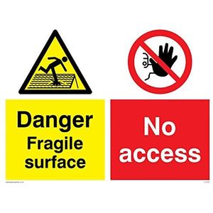 Viking Signs CV5588-A3L-3D ""Danger Fragile Surface, No Access"" Sign, 3 mm Plastic Rigid Dubbelzijdig, 400 mm H x 300 mm W
