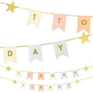Talking Tables Bday ONE slinger voor 1e verjaardag, 1,5 m, schattige banner voor meisjes of jongens, papier, pastelkleuren