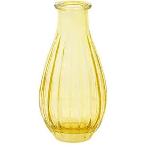 Talking Tables Gele glazen vaas voor bloemen | Kleine geribbelde flessen met smalle hals voor woondecoratie, arrangementen, Pasen, bruiloftstafelopzetstukken voor tafeldecoraties, r