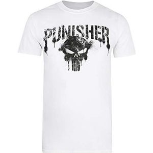 Marvel Heren Punisher Text T-Shirt, Kleur: wit, M