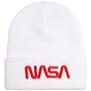 Nasa Space Station Beanie Muts voor heren, Wit, Eén Maat