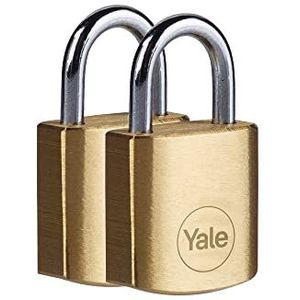 YALE Y110B/20/111/2-2 Pack messing hangsloten (20mm) - Hoge kwaliteit binnensloten voor Locker, Rugzak, Gereedschapskist - 3 sleutels elk - STANDAARD SECURITY - MULTIPACK
