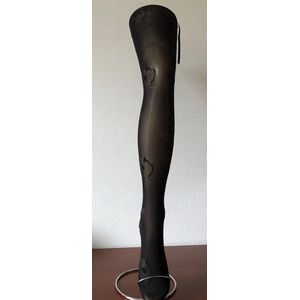Clio Hold Ups - Hold Up Kousen - Stay Up - Dikke - Opaque - Microfiber Flower - 60 Den. - T1/2 - S/M - Zwart
