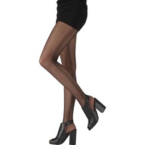 Pretty Polly Panty - Fashion - Side Stripe - Fishnet - One Size - Zwart