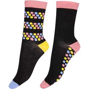 Pretty Polly Sokken - Bamboe - Milieu Vriendelijke - Dotty - Damessokken - One Size - Zwart/Pastel - 2 Paar - Voordeelverpakking