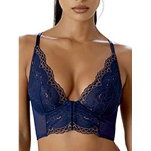 Gossard Superboost damesbeha met diepe V-hals, nachtblauw/goud