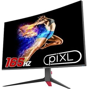 piXL CM32GF5 32 inch gebogen monitor, 144Hz/165Hz, 5ms reactietijd, frameloos, freesync, G-Sync, 1920 x 1080 Full HD, DisplayPort, HDMI, VESA-montage, zwarte afwerking