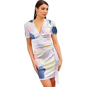 Chi Chi London Abstracte bedrukte top met lange mouwen in Multi, Meerkleurig, 40