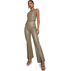 Chi Chi London Dames Split Hem Flared Broek in Groene Casual Broek, Groen, 38