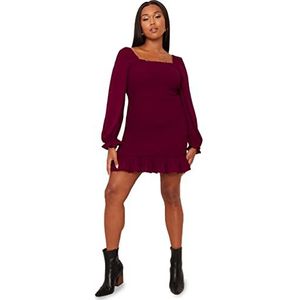 Chi Chi London Mini-jurk met lange mouwen voor dames in wijn voor speciale gelegenheden, Wijn, 32