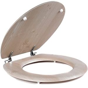 Beldray LA033710WOAK Wooden Toilet Seat - 18 Inch, Stainless Steel Hinge, Easy Clean, Standard Size Toilet Seat, Fittings Included, No Tools Needed, Simple Fixing, 37 x 43cm, D-Shaped Oval