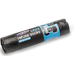 Sealapack ZWARTE TASSEN HANDVATTASSEN, 70L SUPER SIZE, STERK, DUURZAAM VERPAKKING VAN 10, SAP047