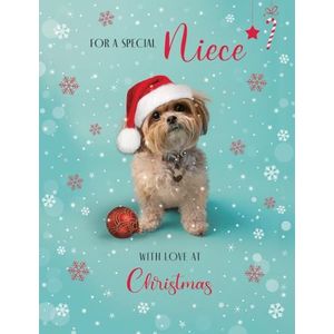Piccadilly Greetings Kerstkaart, nichtje, hond - 8 x 6 inch