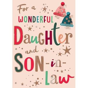 Moderne Kerstkaart, Paar Dochter & Schoonzoon, perzik - 8 x 6 inch - Piccadilly Greetings
