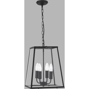 Searchlight Hanglamp Lantern, zwart, 4-lamps