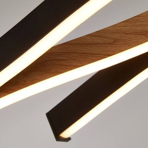 Searchlight LED hanglamp Swirl zwart/hout