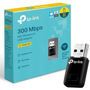 TP-Link TL-WN823N WLAN USB-stick (300Mbit/s 2,4 GHz, mini-adapter, WPS-knop voor eenvoudige installatie, compatibel met Windows 11/10/8.1/8/7/XP, Mac OS 10.15 en eerder, Linux) zwart