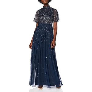 Maya Deluxe Marineblauw verfraaide maxi-jurk bruidsmeisje, marineblauw, 38