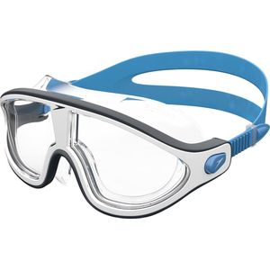 Speedo Biofuse Rift Mask zwembril voor volwassenen, uniseks, bondi blauw wit transparant, Eén maat