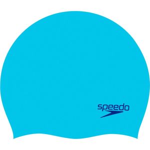 Speedo siliconen badmuts in de kleur blauw.