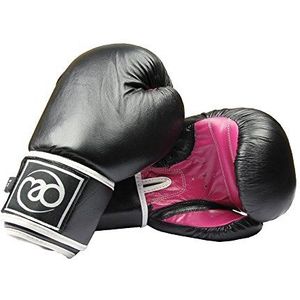 Boxing-Mad dames fit leer Pro 8 Oz Sparring handschoenen - zwart/rood