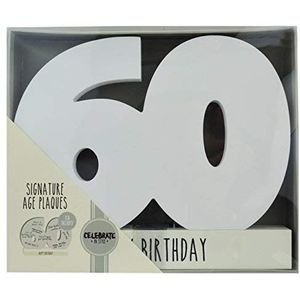 Celebrate in Style Signature Plaque 60, Verjaardag verpakte nummers om te tekenen, gepersonaliseerd cadeau, MDF