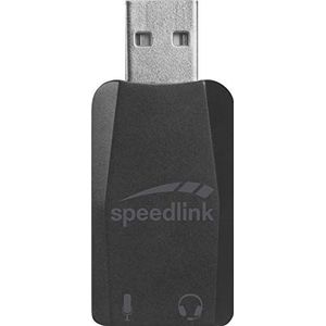 Speedlink Vigo USB-geluidskaart met microfoon en hoofdtelefooningang (compacte vorm, laag gewicht, USB-aansluiting)