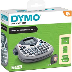 DYMO LetraTag LT-100T-labelmaker | Draagbare labelprinter met AZERTY-toetsenbord | Zilver | Ideaal voor op kantoor of thuis