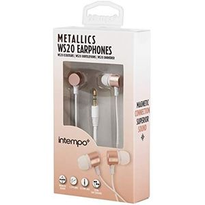 Intempo® EE4088RGLDSTKEU1 Metallics WS 20 Earphones | Clear Sound | Magnetic Design | 1.2 Metre Cable | Rose Gold