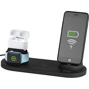 Intempo EE6307BLKSTKEU7V2 Sync 4 in 1 Wireless Charging Dock for Mobile Devices, Rotating Charging Station, Smart Watch and Wireless Headphones, Ideal for Home, Office and Night Stand Use, 18 W