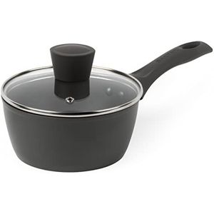 Salter BW11042EU7 Cosmos Collection Saucepan & Lid, 16cm, Non-Stick Coating, PFOA-Free, Soft-Touch Handles, Corrosion Resistant, Dishwasher Safe, Induction Hob Suitable, Forged Aluminium, Matte Grey