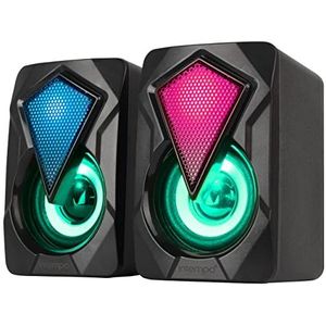 Intempo EE6397BLKSTKEU7V2 RGB Gaming Speaker Set with 7 LED Colour Changing Lights, 3W, 10m Wireless Range, Ideal As Portable Audios, Karaoke Speakers & Online Gaming, 6.5 l x 7.5 w x 10.1 h cm