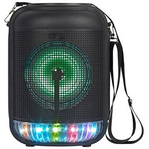 Intempo EE6648BLKSTKEU7 LED Party Speaker With Wired Microphone, Karaoke Machine, Rechargeable, Included Micro USB Cable, Wireless Bluetooth Connection, Colour Changing Lights, Carry Strap, 50 W