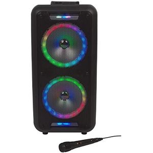 Intempo EE6745BLKSTKEU7 Bluetooth Party Speaker, Colour Changing LED Lights, Rechargeable Battery, Up To 10 hours Play Time, Wired Microphone Included, Ergonomic Handle and Easy-To-Use Control Panel