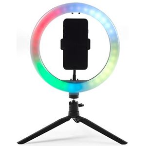 Intempo® EE5977SBLKSTKEU7 Free-Standing Desktop Selfie Light with Phone Holder, Tripod Stand with Fold Away Feet and 26 cm Ring Light, Three Lighting Modes, Easy-To-Use Controller
