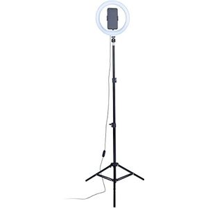 Intempo EE7222BLKSTKEU7 Standing Selfie Light, 26 cm Ring Light With 3 Modes, Extendable Height Up To 1.6 M, Easy To Use Controller, Free-Standing & Foldable, USB Powered, For Vlogging And Streaming