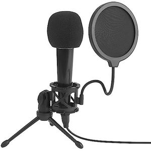 Intempo Podcast Desktop Microphone - Pop Filter for Vlogging and Gaming, Captures Rich Full Bodied Sound, Includes Adjustable Shock Mount, Tripod Stand, Foldable Angle and 3.5 mm Jack