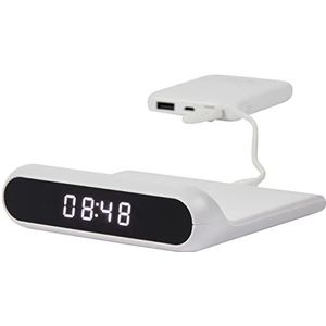 Intempo EE7276WHTSTKEU7 Wireless Charging Alarm Clock – Digital Clock Display, Slim Design, Bedside Table Phone Charger, 10 W Charging Output, USB Type-C Cable Included