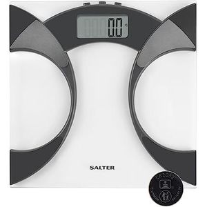 Salter 9141BKCFEU16 Analyser Bathroom Scales - Digital Weighing Scale For Body Weight, Body Fat/Water, BMI, Ultra Slim Glass Platform, 4 User Memory, Carpet Feet, Batteries Included, 160 kg Capacity