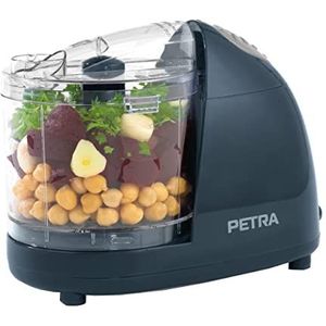 Petra PT2182HEVDEEU10 Mini Chopper Pro with Detachable Stainless-Steel Blade, Compact Design, 350ml Transparent Chopping Bowl, One-Touch Operation, Easy to Clean, Chop Nuts, Fruit and Vegetables, 150W