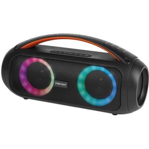 Intempo EE7508BLKSTKEU7 Bluetooth Boombox Speaker – LED Colour Changing Lights, Portable Carry Handle, Control Panel, Hands Free Calling, Stereo Sound, Wireless, Rechargeable Battery, 6 Hours Playtime