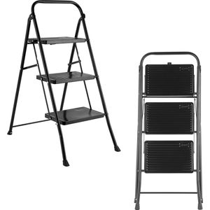 Kleeneze - KL068514 - Stepladder - Zwart - Stalen Constructie - Ergonomisch en Lichtgewicht