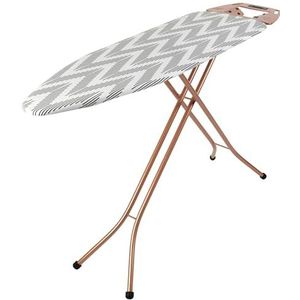 Beldray LA031596ROSEFEU7 Strijkbord - Opvouwbare strijktafel, verstelbaar ijzeren rest, 7 hoogteopties, dikke onderlaag voor glad drukken, warmte-reflecterende cover, hangsleuven, 122 x 38 cm